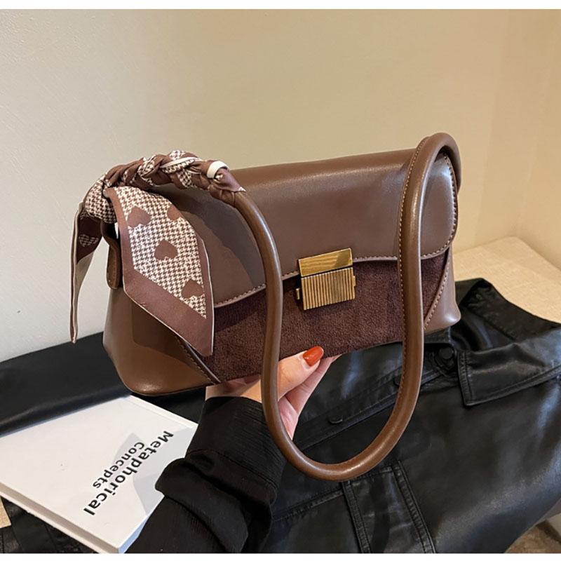 French Fashion Retro Underarm Bag Suede Simple Women's New High-Grade Texture Single Shoulder Bag Casual Small Square Bag