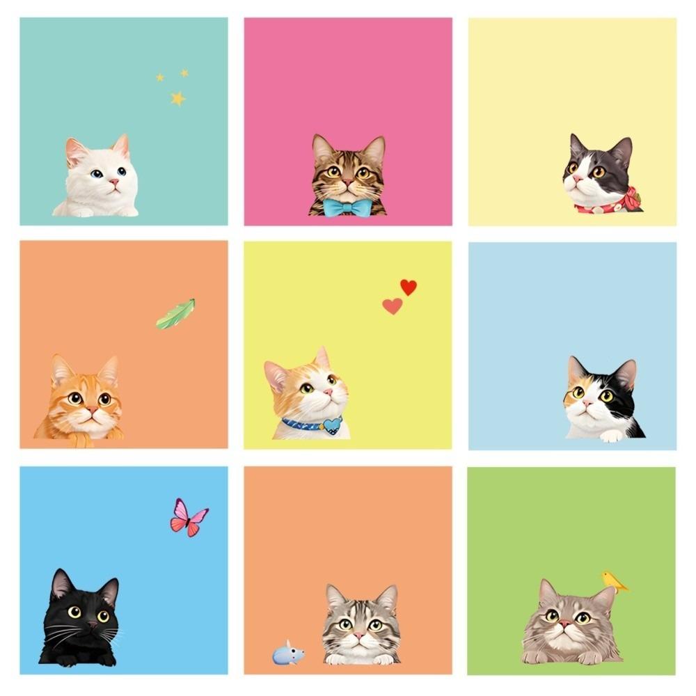 9pcs Set Macaron Style Animal Memo Pads Sticky Backing Small Notepads Office Use