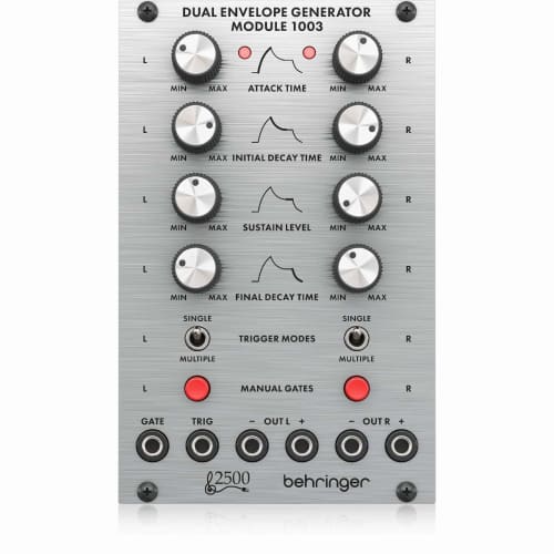 

Behringer 2500 Series Dual Envelope Generator 1003, Silver, Analog Synthesizer Module, Eurorack Compatible, Analog Envelope, ADSR Envelope Generator M