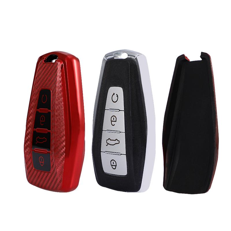 Tpu Carbon Fiber Car Smart Key Cover For Geely Coolray Emgrand X7 Ex7 Case Bag Shell Fob Holder Keychain Accessories