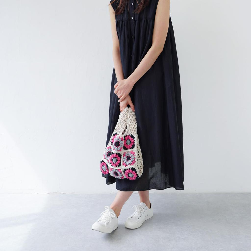 Raw wool itohenlab knitting kit Puff corn motif bag #10-2