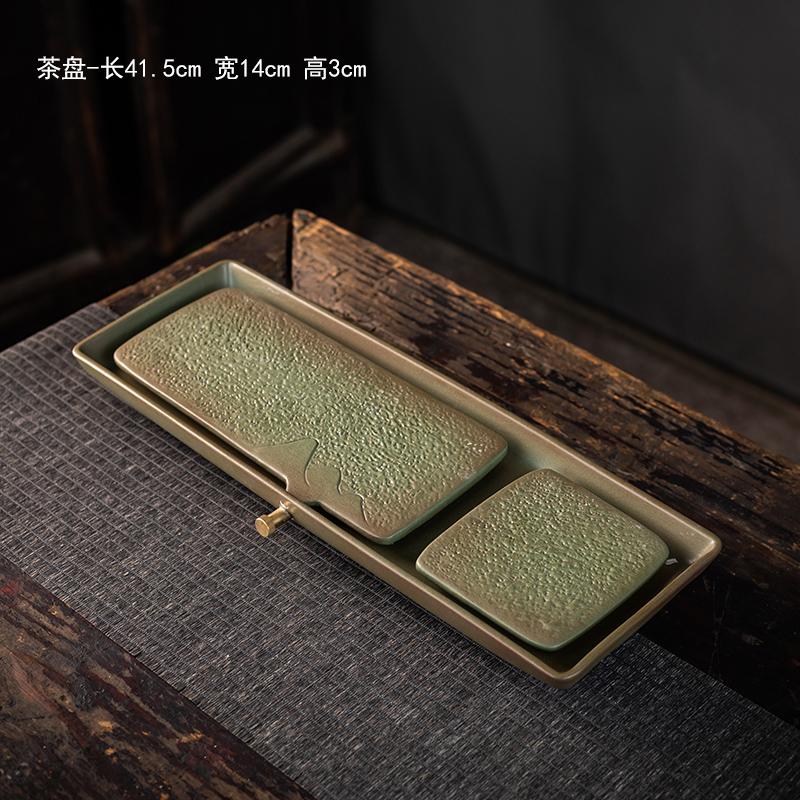 Yao Bian Glazed Ceramic Tea Tray,Dry Brew GongfuTea Set with Drainage Hole,Leakproof Creative Tea Pot Plate forHome Tea Ceremony