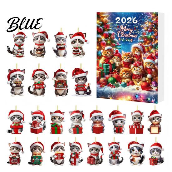 Festive Home Decor 24 Days 2026 Cat Hat Kitten with Santa Advent Calendar Christmas Countdown