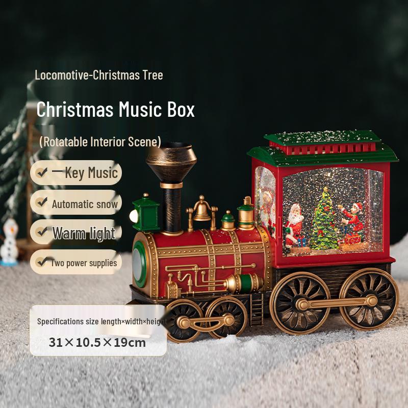 Holiday Snowfall Train Car Music Box Crystal Ball Toy for Kids & Seniors - Perfect Birthday Gift or Lamp