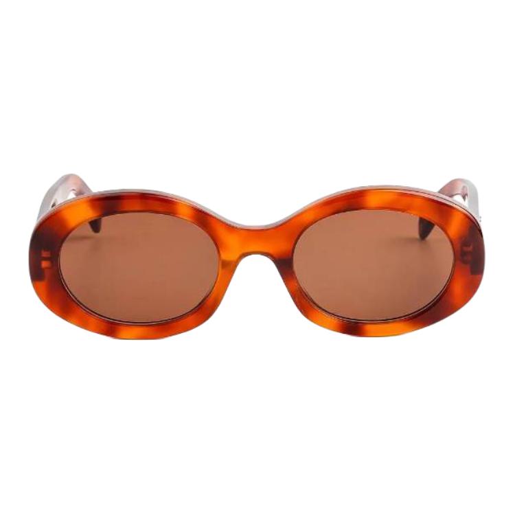 Celine Logo Design Oval Sunglasses Women sunglasses Tortoise CL40194U53E
