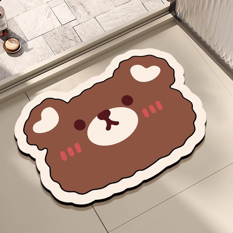 Mata podłogowa z ziemi okrzemkowej, kreskówkowa mata podłogowa do łazienki, silnie chłonna, domowa, pod drzwi toalety, antypoślizgowa mata