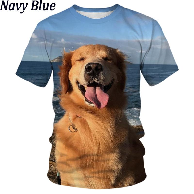 New Summer 3D Cute Animal Golden Retriever Printing T Shirt Children Fashion Harajuku Short Sleeves Funny