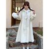 Women's White Wool Hooded Overcoat - Long Sleeve, Loose Fit, 2024 Autumn/Winter