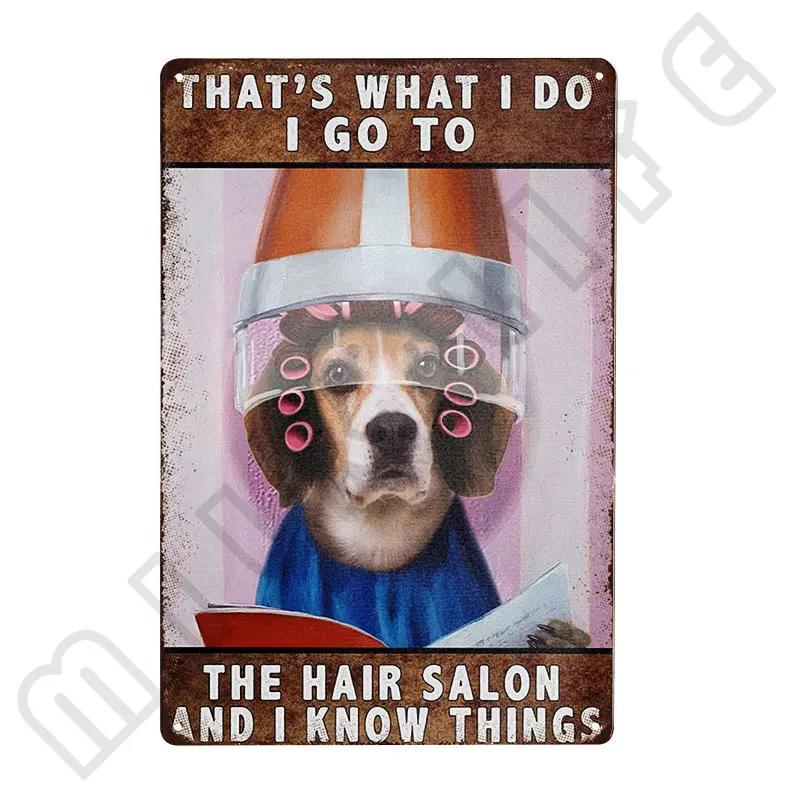 Funny Beagle Dog Metal Tin Sign Plate Retro Art for Bathroom Kitchen Restaurant Dessert Shop Pet Shop Farmhouse Home Room Decor