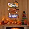 Happy Halloween Door Sign, Spooky Skull Ghost Pumpkin Bat Front Door Hanger, Rustic Wooden Wall Hanging Decor for Home Room Indoor Outdoor Party