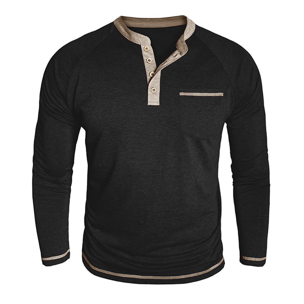 Men'S Button Up Long Sleeved Fashionable Casual Sports Top
