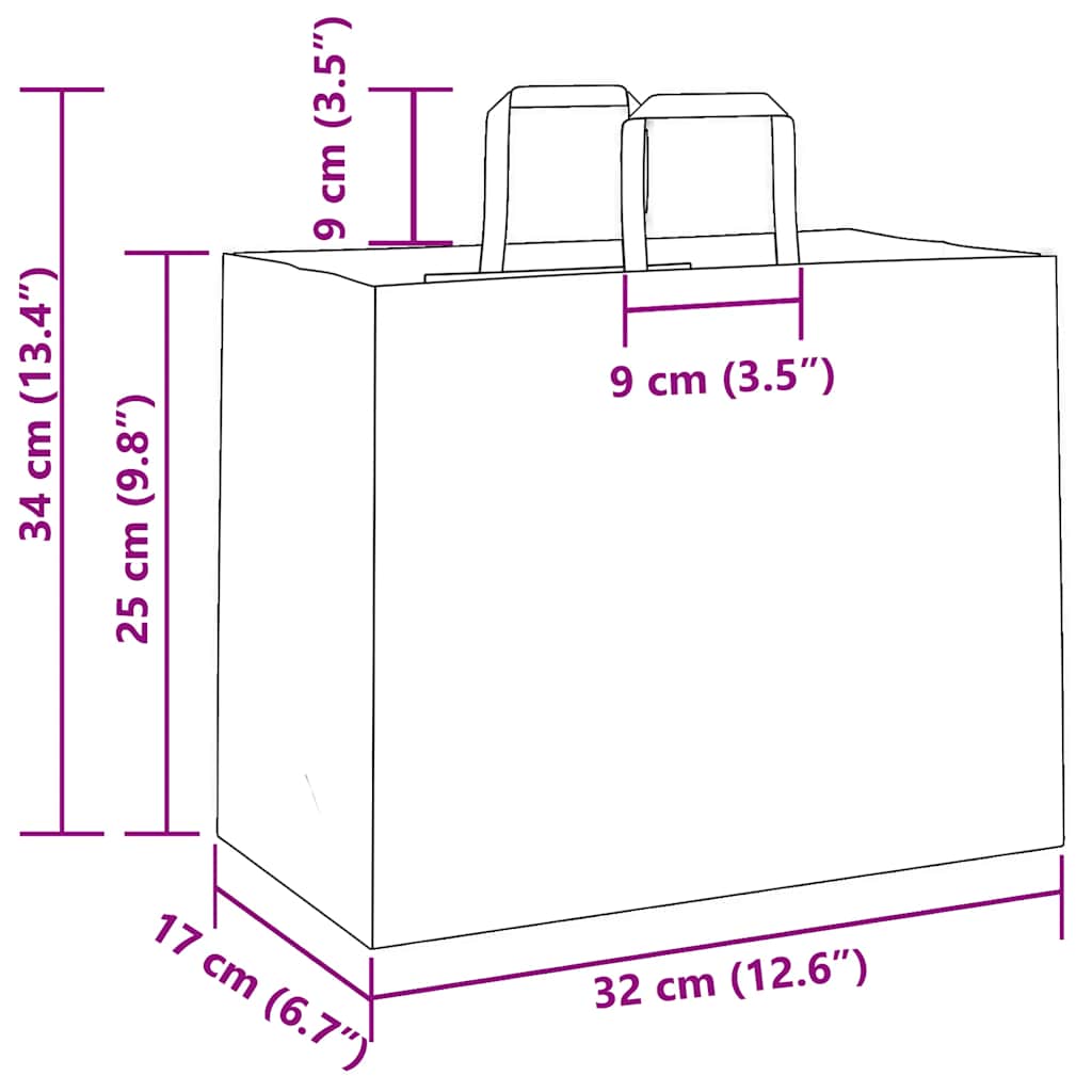 Paper Carrier Bags 50 Pcs with Handles Yellow 32x17x25 Cm