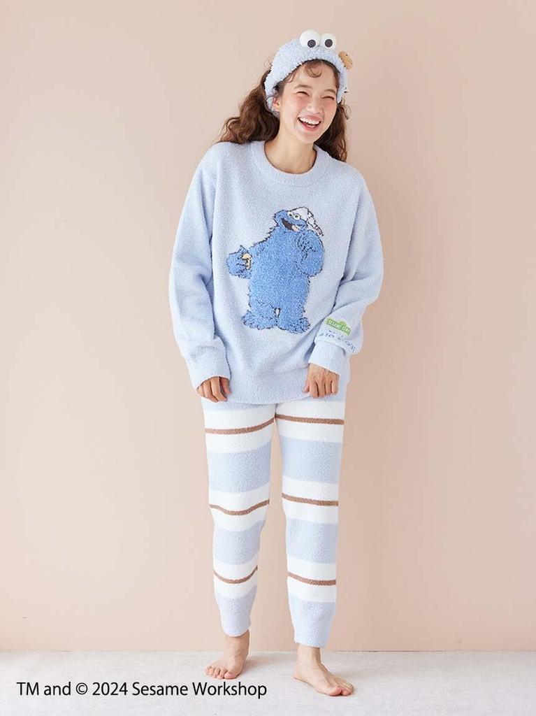 Gelato Pique Sesame Street Motif JQD Pullover Long Pants Set Blue & (PWNT245058) Women's