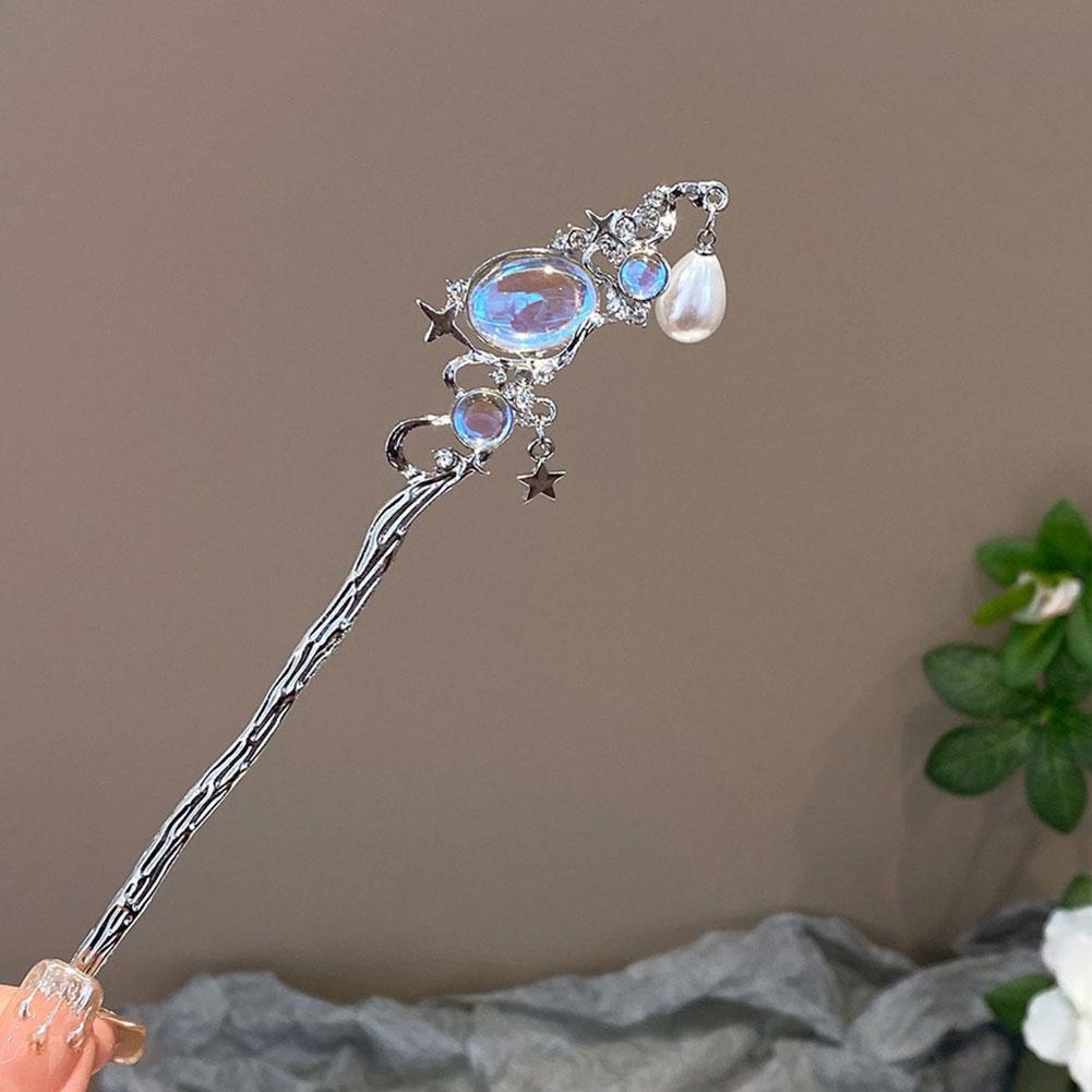 Light Luxury Starry Sky Moonstone Tassel Hairpin Hair Accessory Elegant Hair Stick for Women