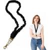 Black Key Lanyard, Cute Elastic Lanyard, Extendable Keychain, Ladies' ID Card Badge Holder, Key Wallet, Practical and Convenient