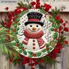 Christmas Wooden Sign with Snowman Pattern - Navidad Round Sign for Front Door, Wall Hanging Decor - Ideal Christmas Decoration
