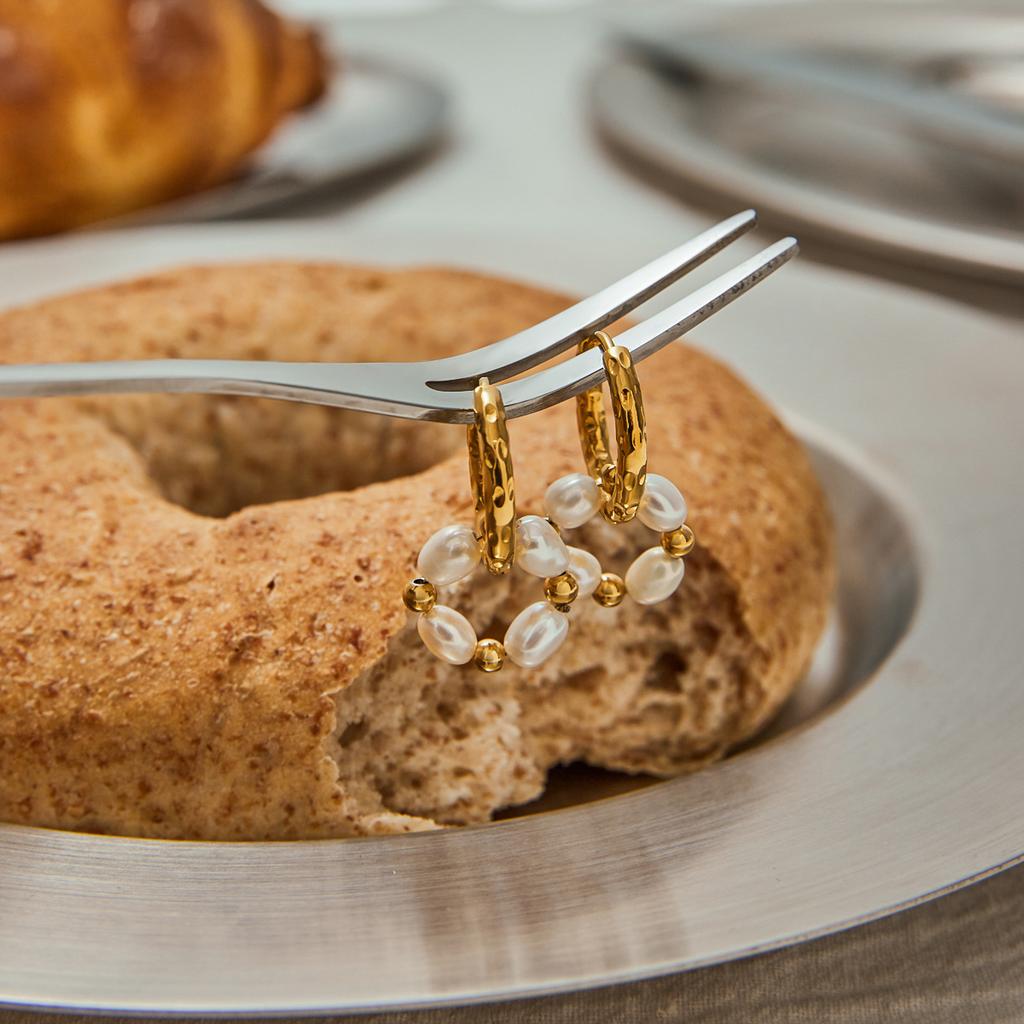 Youthway Freshwater Pearl Drop Hoop Earrings High Quality Stainless Steel Ears Jewelry Luxury Elegant Style Pearl Earring