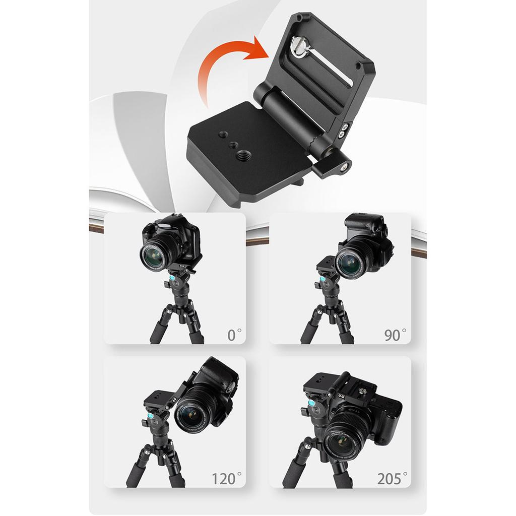 Camera Folding Quick Release Plate L Bracket 285 Degree Wide Range Adjustment with 1 4 3 8 Screw Hole For DSLR Camera