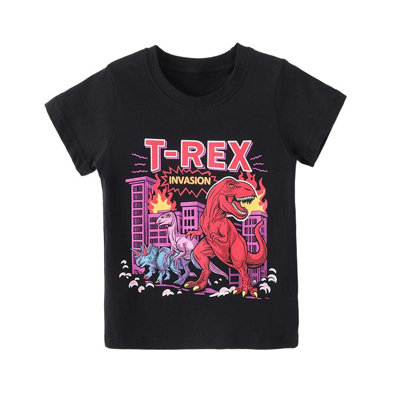 Little maven Kids Clothes Children's Clothes Baby Boys 2026 New Summer Children's Clothing Cartoon Dinosaurs T-shirts