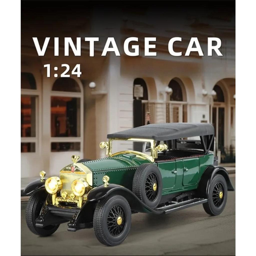 Simulation 1/24 Rolls-Royce Phantom Vintage Car Alloy Car Model Collection Ornaments Sound Light Pull Back Boy Gift Sound Light Miniature