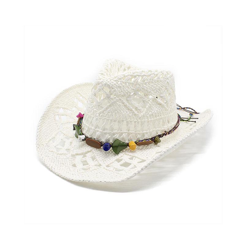 Spring And Summer Retro Colored Stone Denim Straw Hat Men'S And Women'S Hats Travel Shading Casual Versatile Beach