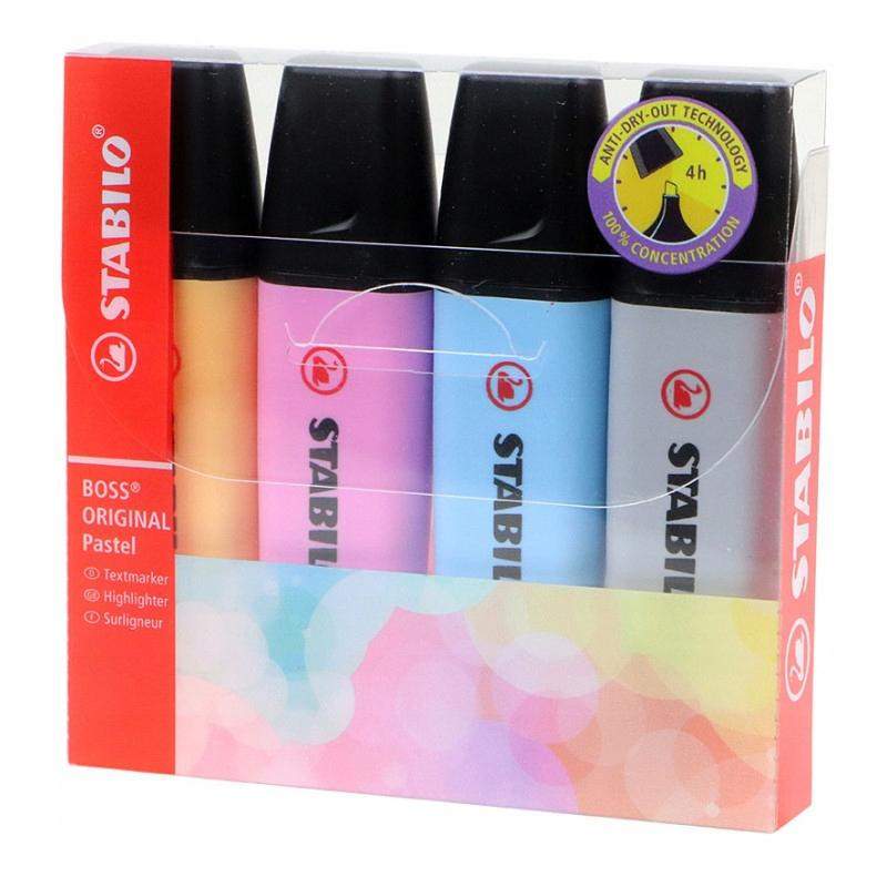 Zakreślacze Stabilo Boss Pastel 4 Kol Etui 7374