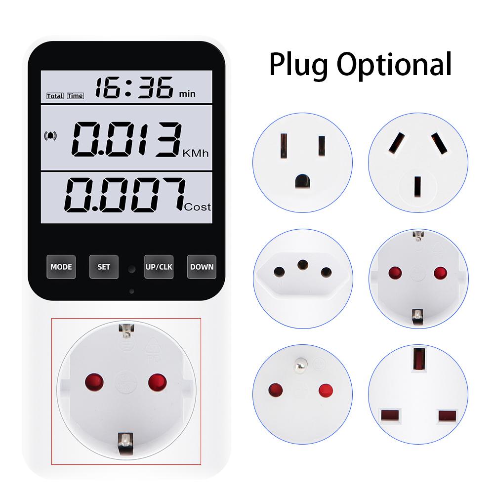 Digital Power Energy Meter 230V Wattmeter Socket Analyzer LCD AC Voltmeter Ammeter Consumption Monitor Kwh And Cost Display