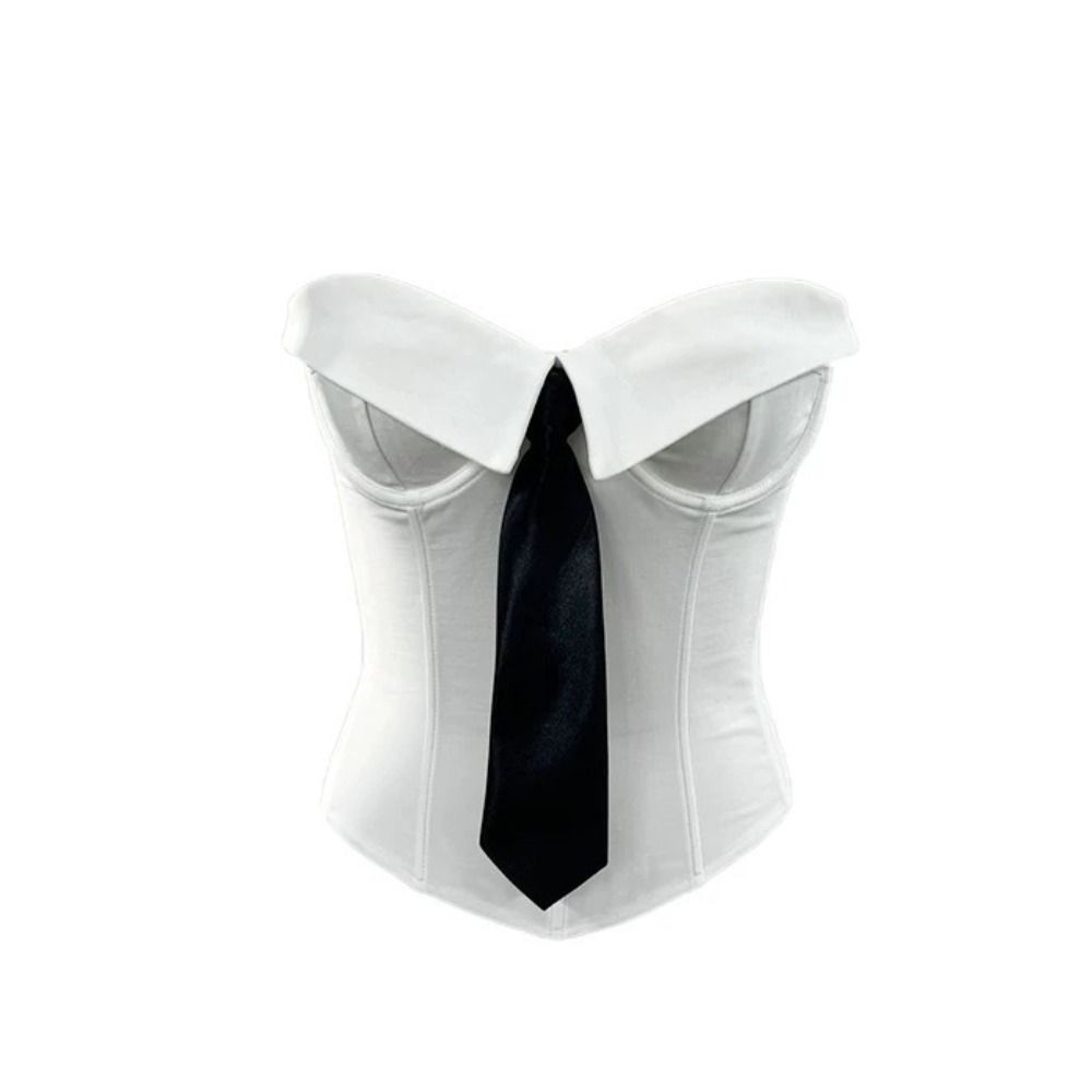 Necktie Strapless Sliming Vest Sleeveless Crop Tube Tops Elegant Women Corset  Spring Summer