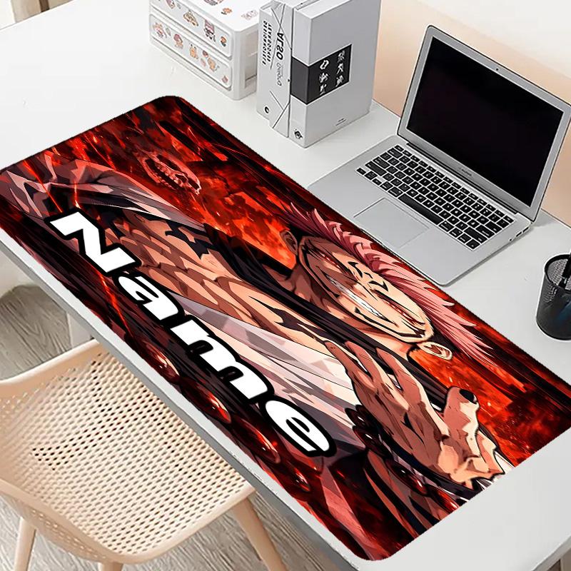 Personalizowana podkładka pod mysz z motywem Jujutsu Kaisen z imieniem, Mata na biurko do laptopa PC, Dekoracyjna mata na biurko do domu, Podkładka pod klawiaturę, Prezent