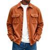 Men's Color Long Sleeve Casual Jacket with Lapel Collar and Pockets Relaxed Fit Fall Winter
