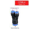Pneumatic Quick Connector PN/PW-4, Y-Type Tee, 8mm Plug, 12mm Plastic OD, 16mm Connection