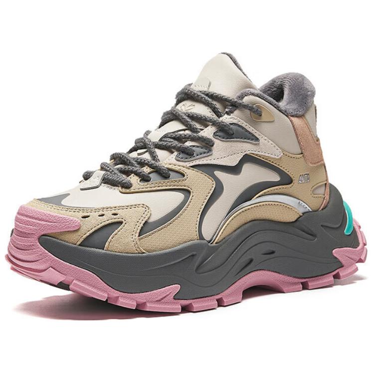 Anta Comfortable Non-Slip Wear-Resistant Mid-Top Casual Shoes Women Shoes Light-Gray 122448987-1