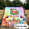 Custom Name Cocomelon Party Celebration Blanket  Ideal Bedding Blanket Perfect for Travel, Camping, Living Rooms, Offices, Sofas, Fan Christmas gift