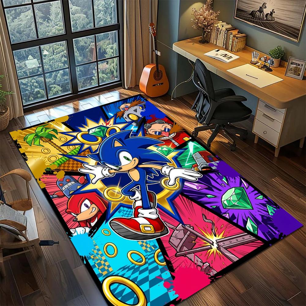 Sonic the Hedgehog Non Slip Floor Mat Rug Carpet Large Area Rug for Home Decor Bedroom Gamer Room Printed Washable -xia47