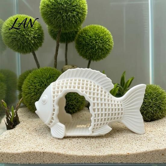 Safe Cave for Shrimp 3D Printed Hollow Fish Shape Aquarium Hideout Decor, Breeding Landscaping Decor Shelter Cave, Betta Ornament Tank Landscape