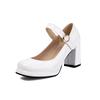 Fashion Spring New Woman Block Heel Classic Closed Toe Mature Ladies Office Pumps Buckle Strap Vintage Women Platform Mary Janes Shoes