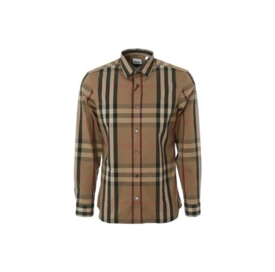

Burberry Plaid Pattern Cotton Long-Sleeved Shirt Men s Brown XS
