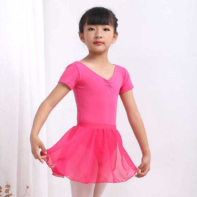 Girls' Summer Ballet Dance Leotard - Short-Sleeved Gymnastics Jumpsuit for Children's Chinese Dance Training