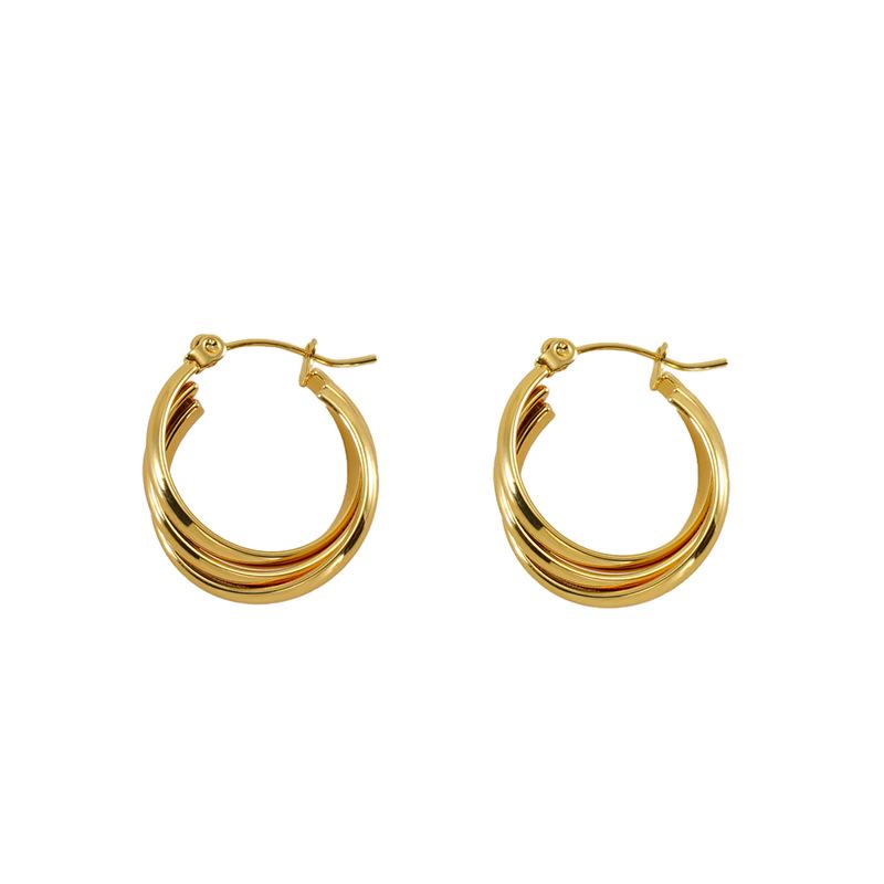 Vintage Geometric Irregular Stainless Steel Twist Hoop Earrings