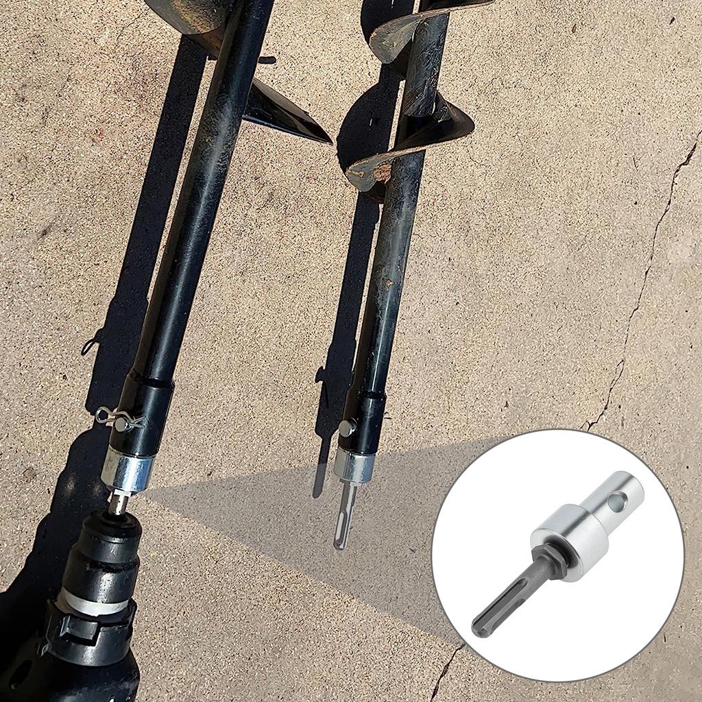 Garden Auger Power Drill Adapter for Connect 4 6 inch Earth Auger to 1/2 inch Electric Drill with SDS Plus Square Round Chuck