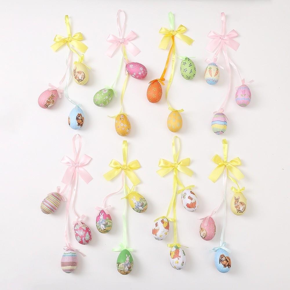 Painted Easter Eggs Hanging Pendant DIY Crafts Easter Tree Decor Colorful Eggs String  Home Decor