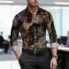 Men's Shirt, Ethnic Style Diamond Shaped Geometric Printed Long Sleeved Shirt, Business Casual Spring and Autumn Collar Shirt
