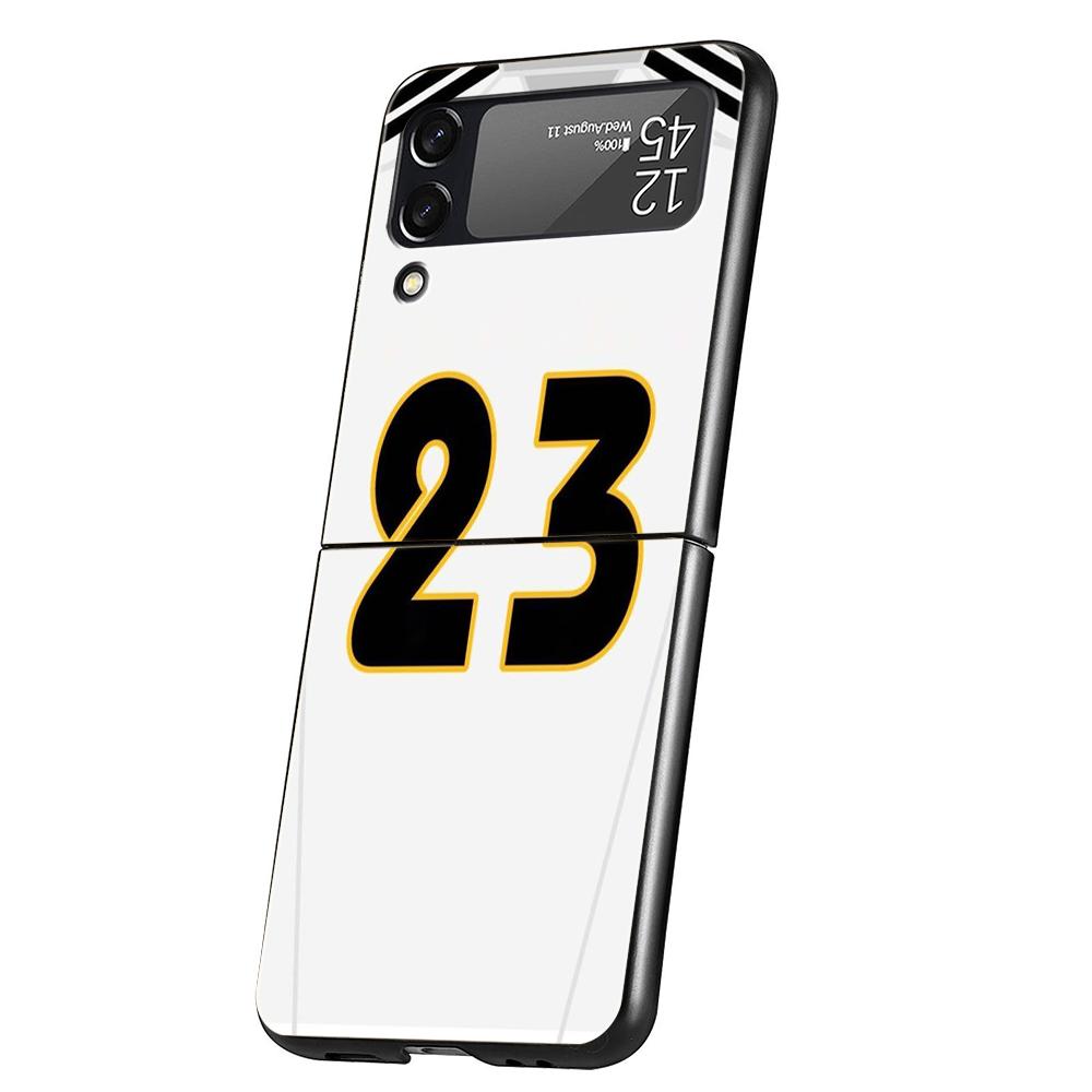 FootBall Number Phone Cover For Samsung Galaxy Z Flip 4 Case Black For Samsung Z Flip 3 Hard PC Luxury Foldable Shell Fundas Bag