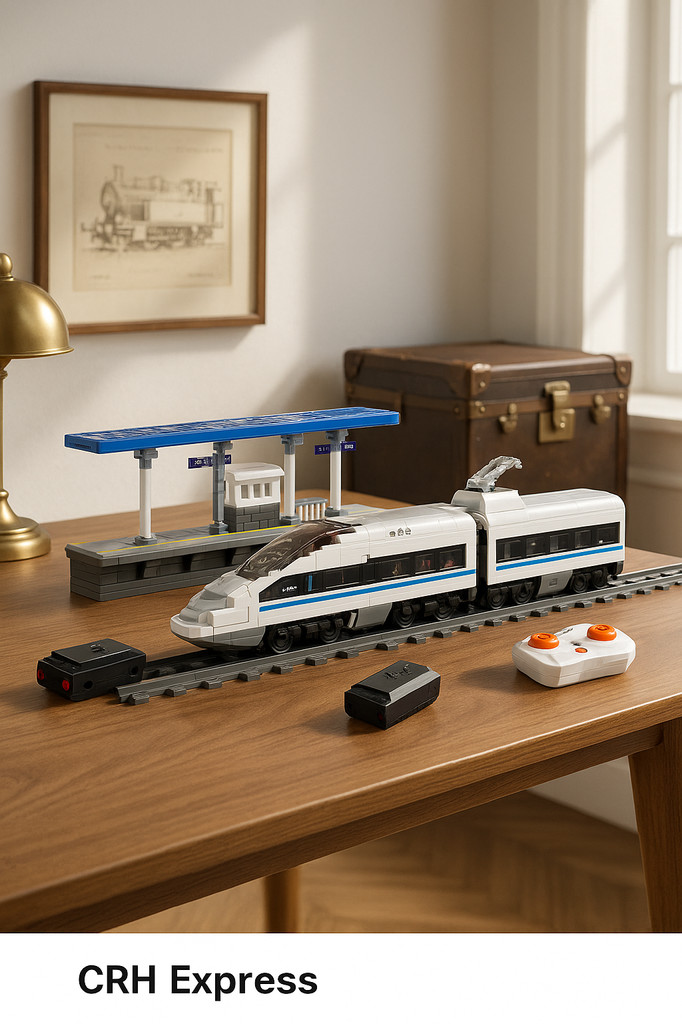 MOULD KING Blocs de construction de Train CRH, technique RC, voie ferrée électrique, briques pour enfants, jouets, cadeaux de noël, cadeau d'anniversaire, 12021