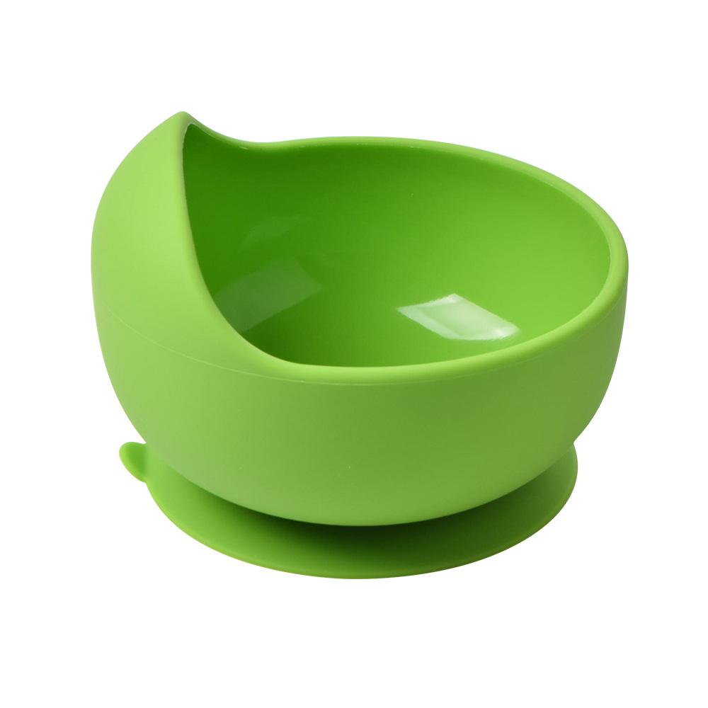 Silicone Baby Bowl & Spoon Set with Wooden Handle and Suction Cup