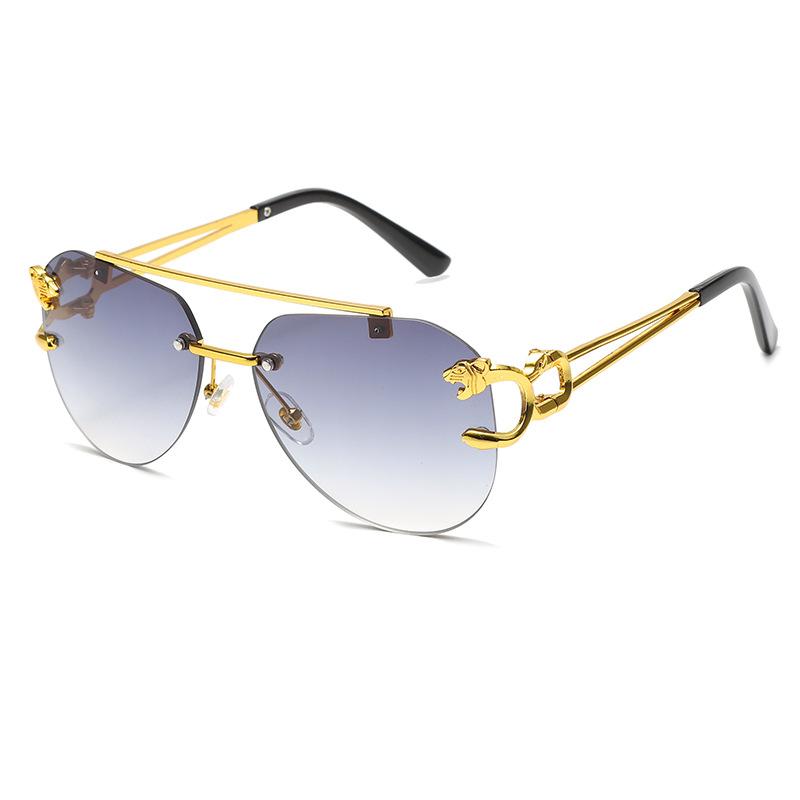 New Rimless Sunglasses Pilot Fashion Metal Frame Women Men Large Round Sun Glasses for Female Male Gradient Traveling Oculos