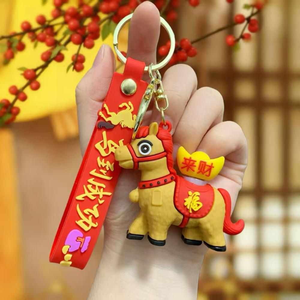 Cartoon Horse Keychain Rotating Pony Doll Zodiac Pony Bag Hanging  Year of The Horse