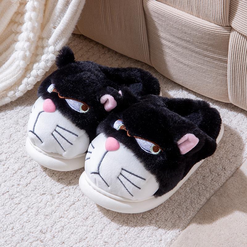 Fluffy Slippers Women House Cute Cartoon Casual Winter Designer Shoes Girls Home Flats Elegant Plush Fashion Footwear Large Size