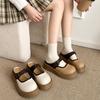 [Youshilai] Round Head Thick Bottom Lazy One-pedal Women's 2025 Spring New Belt Buckle Fashionable Outer Slippers