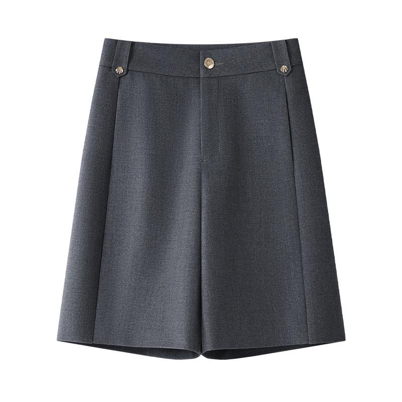 Ancola Women's High-Waisted Red Shorts - Spring 2025 Collection: Loose, Straight, Slimming, Wide-Leg Trousers